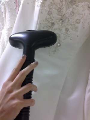 Steaming wedding dress